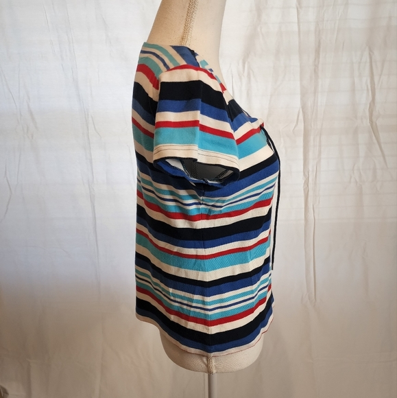 CHAPS Women's Stripped Lace Up Tee - Picture 9 of 11